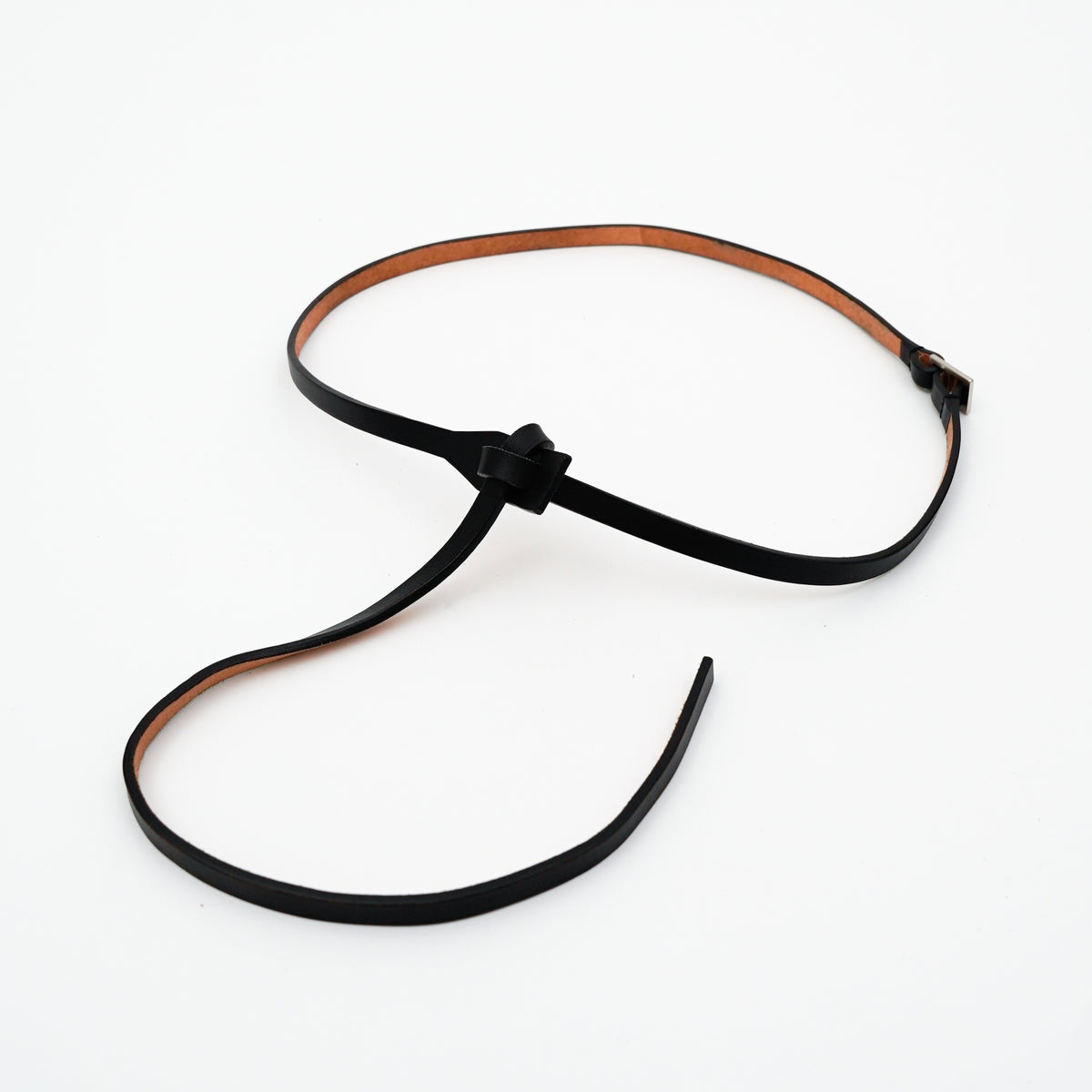 HERRIE KNOT BELT / THUG (ヘリーノットベルト / サグ) - ITTI (イッチ) | レザー ナロー ロング 革小物 サイズ フリー メンズ レディース ブランド ブラック 黒 バックルレス