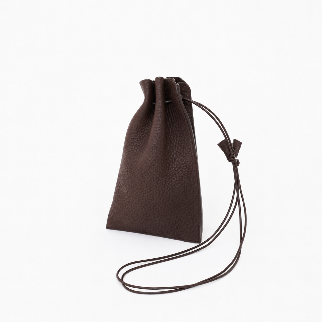 HERRIE KINCHAKU POUCH - PM / DIPLO NUDE｜国産レザー巾着ポーチ ミニ