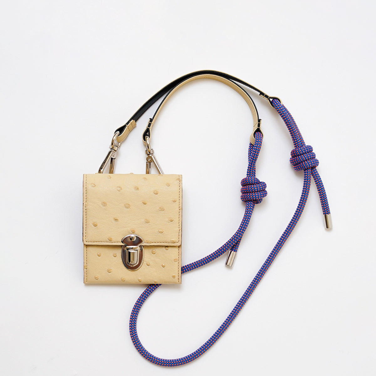 ITTI (イッチ) | MICHELLE FUKIN ERRAND POUCH / OSTRICH (ミッシェル風琴エランドポーチ / オーストリッチ) 財布 コンパクト ミニ さいふ サイフ ショルダー 斜め掛け レザー ブランド ダチョウ メンズ レディース カバン 鞄 かばん オートミール 生成り ベージュ オフホワイト