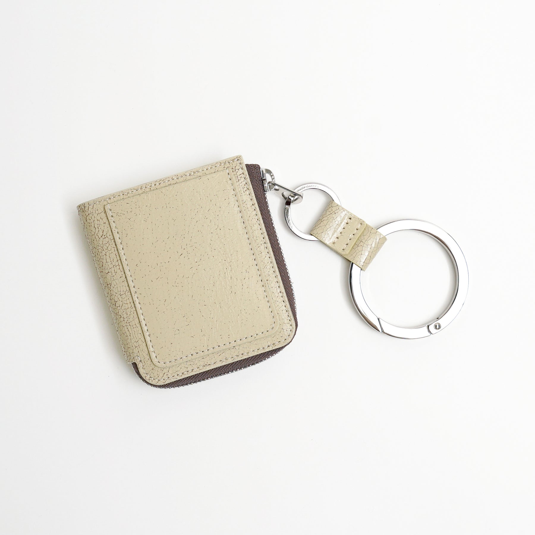 ITTI (イッチ) - CRISTY VERY COMPACT WLT .5 / CRACK (クリスティーベリー小ンパクトウォレット / クラック) | キャッシュレス 財布 ミニ サイフ 本革 さいふ レザー ブランド ブランド 小さい キャッシュレス メンズ レディース ベージュ アイボリー 肌色 ナチュラル