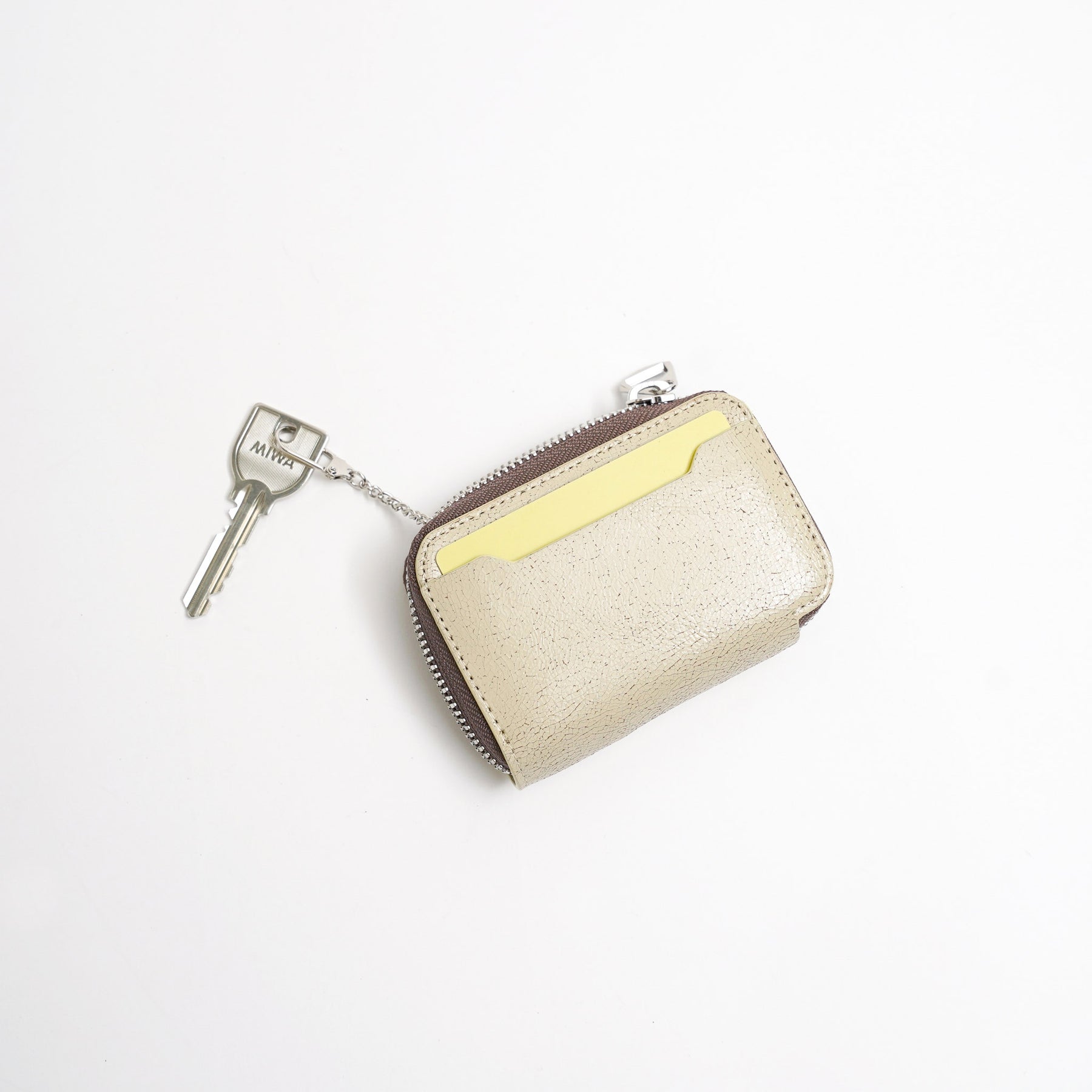 ITTI (イッチ) - CRISTY COIN CARD WLT / CRACK (クリスティコインカードウォレット / クラック) | ミニ サイフ 財布 さいふ 小さい レザー ブランド メンズ レディース アイボリー ベージュ グレージュ