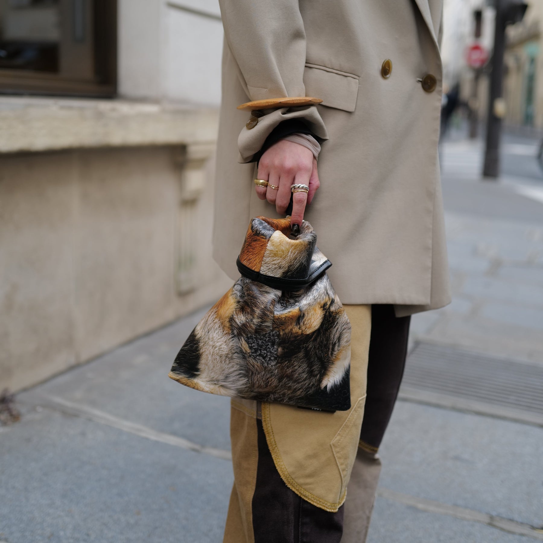 ITTI (イッチ) | ANNIE RICE BAG iii / TOLQ FUR (アニーライスバッグ / トルコファー) | 転写 プリント 鞄 かばん カバン レザー ブランド メンズ レディース 手持ち ハンド
