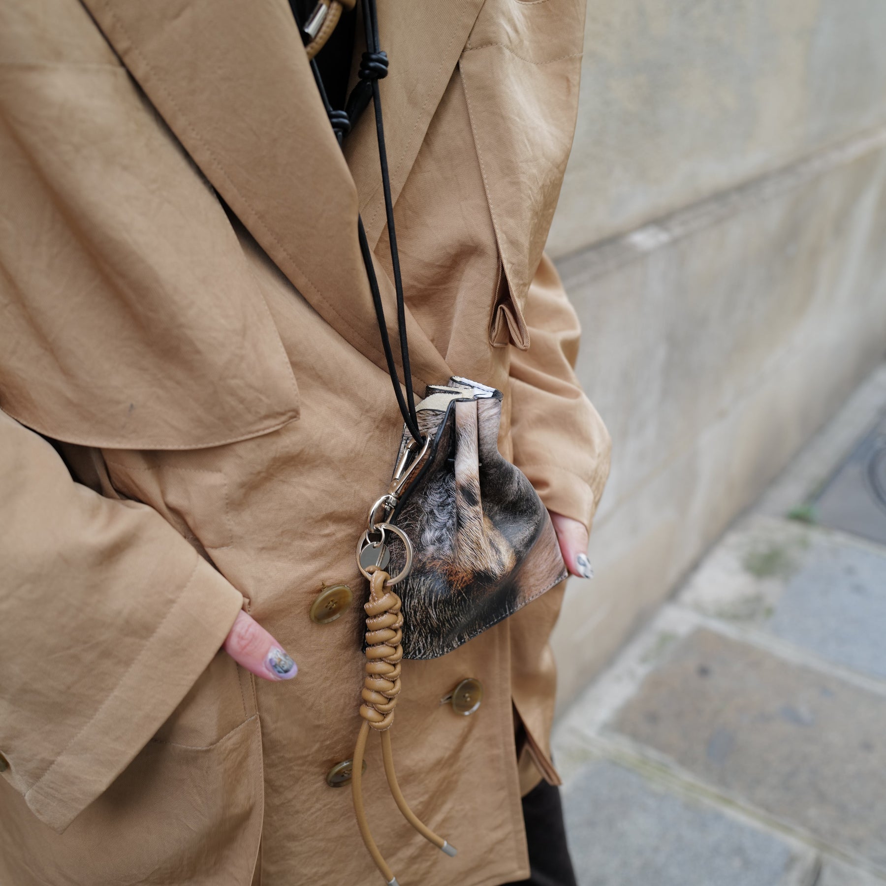 ITTI (イッチ) | HERRIE KINCHAKU POUCH - XXS / TOLQ FUR (ヘリー巾着ポーチ / トルク 転写ファー) | 鞄 かばん カバン アクセサリー レザー ブランド プリント メンズ レディース ネックレス
