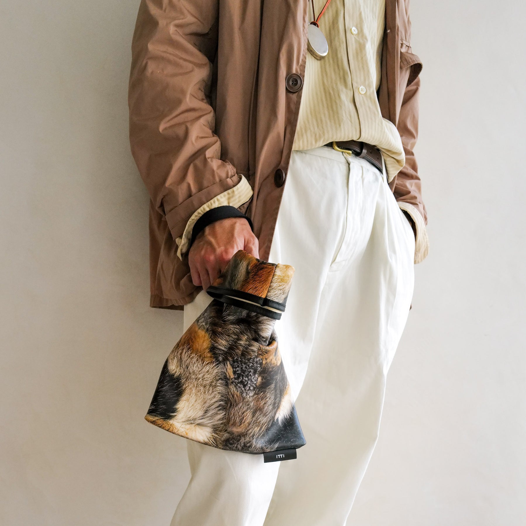 ITTI (イッチ) | ANNIE RICE BAG iii / TOLQ FUR (アニーライスバッグ / トルコファー) | 転写 プリント 鞄 かばん カバン レザー ブランド メンズ レディース 手持ち ハンド