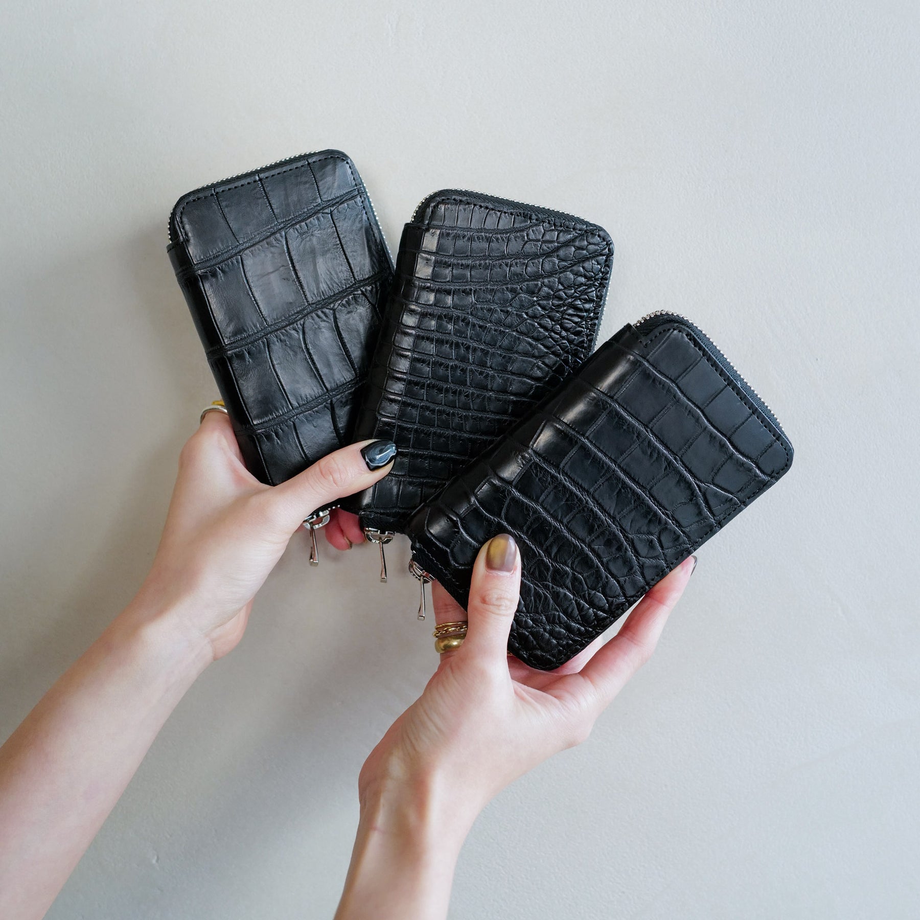 ITTI (イッチ) | CRISTY SMART MID WLT .5 / CROCO(クリスティスマートミッドウォレット/クロコダイル)メンズ レディース コンパクト ミディアム財布 サイフ さいふ レザー ブランド ビジネス 本革 ワニ 鰐 ブラック 黒 black エキゾチック