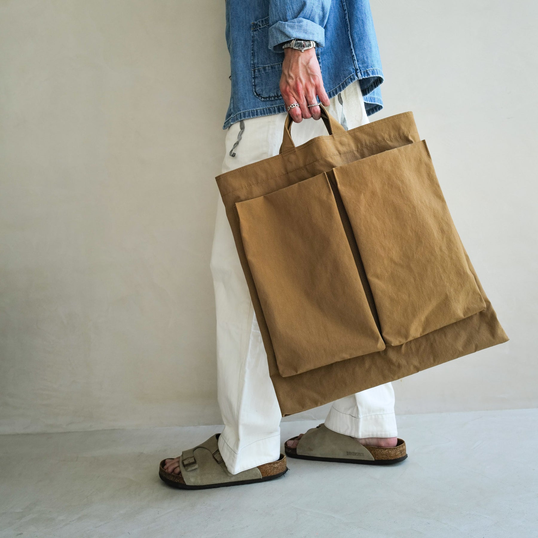 ITTI (イッチ) | ANNIE HELMET VEGETABLE BAG / CERATO WR(アニーヘルメットベジタブルバッグ) | メンズ レディース トート 鞄 エコ 買い物 野菜 ミリタリー ビッグ 大きい ナイロン 撥水 茶色 キャメル ベージュ