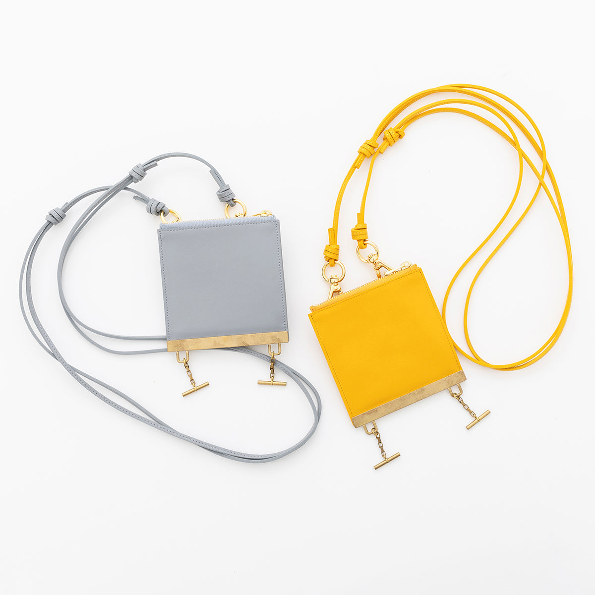 CELLIE MINI ZIPPER POUCH / RAPTO (シェリーミニジッパーポーチ / ラプト) | コインケース ショルダー レザー ネックレス アクセサリー メンズ レディース 首掛け 斜めがけ ブラック 黒 イエロー 黄色 グレー 灰 ねずみ