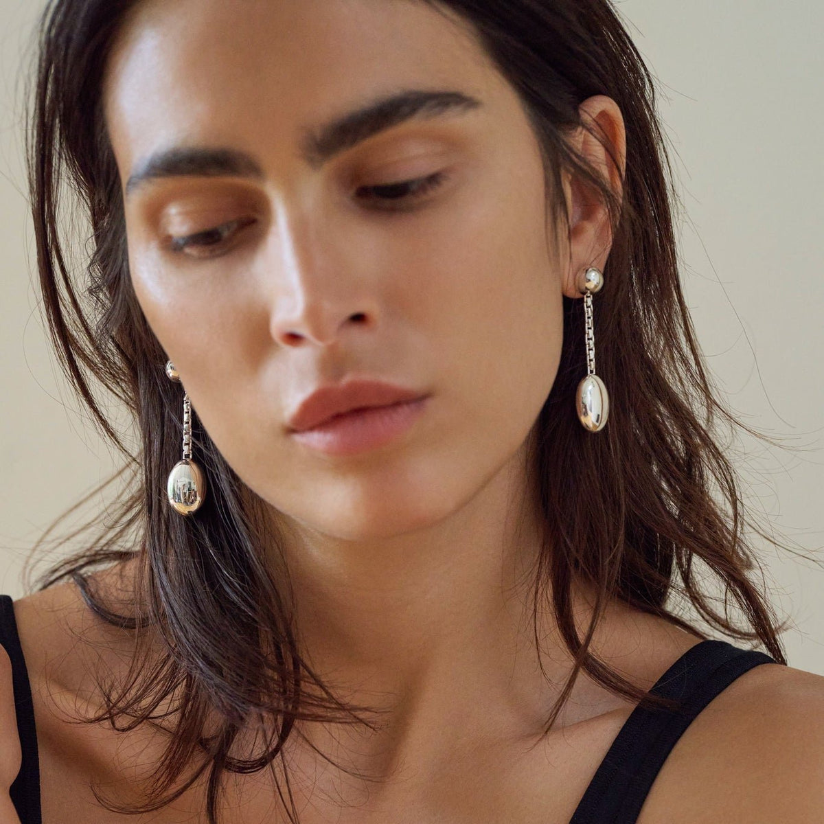 Reflection Long Earrings - SILVER / RAGBAG (リフレクションロングイヤリング・ピアス - シルバー / ラグバッグ) - ICHI GALLERY | ジュエリー ブランド デンマーク 女性 小物 アクセサリー ギフト 贈り物 プレゼント