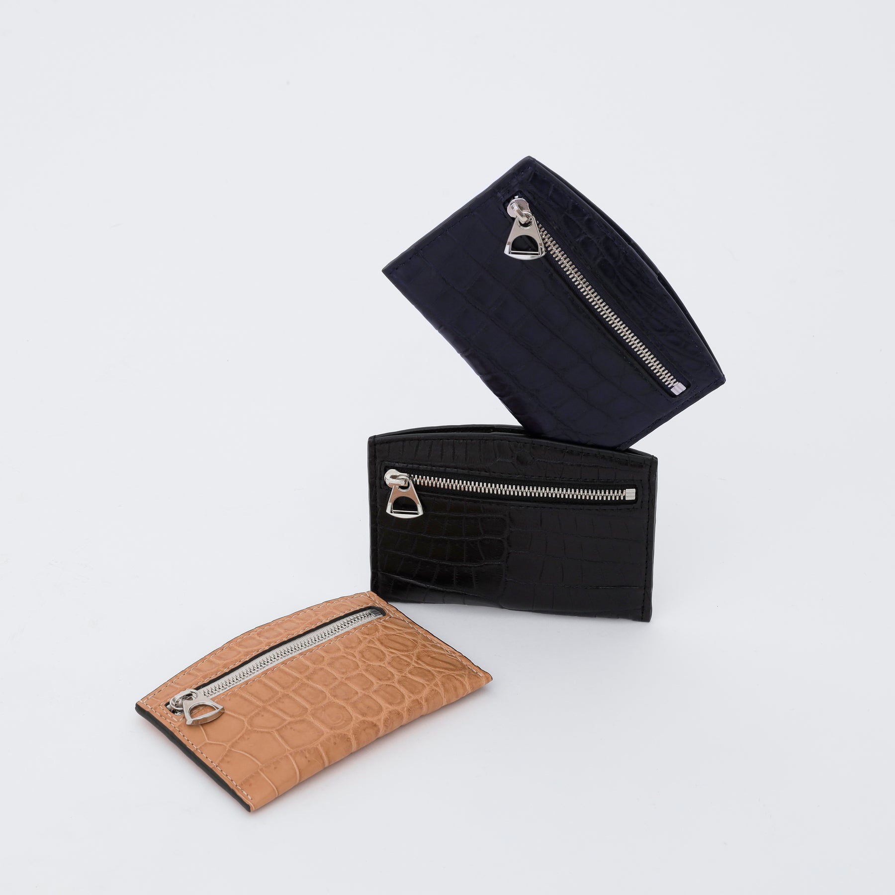 ITTI (イッチ) | CRISTY SMART CARD WLT / AI CROCO(クリスティスマートカードウォレット / アイクロコダイル) 藍染 レザー 本革 メンズ レディース