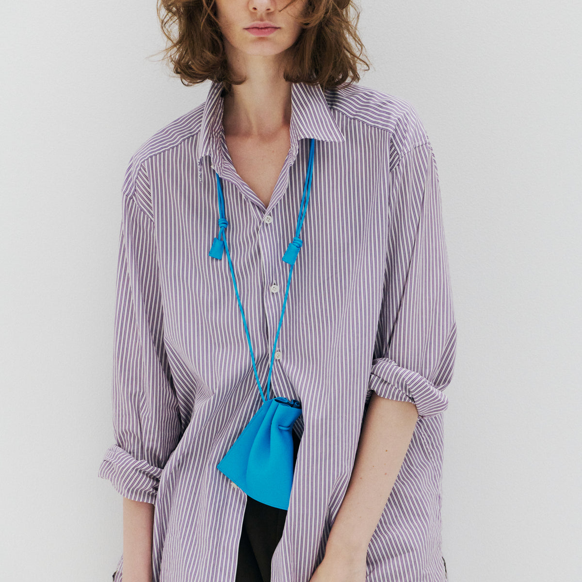 HERRIE KINCHAKU POUCH - XXS / DIPLO SKY - 25Q3｜ミニ巾着ポーチ 本革 シュリンクレザー ユニセックス｜ITTI（イッチ）公式