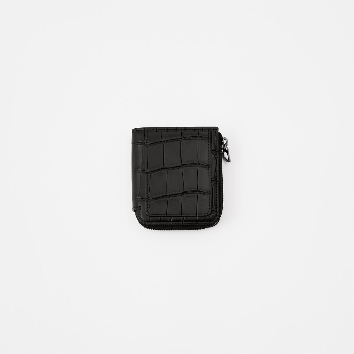 CRISTY VERY COMPACT WLT .5 / POROSUS CROCO BK｜クロコダイル 本革コンパクト財布 L字ファスナー メンズ レディース｜ITTI（イッチ）公式
