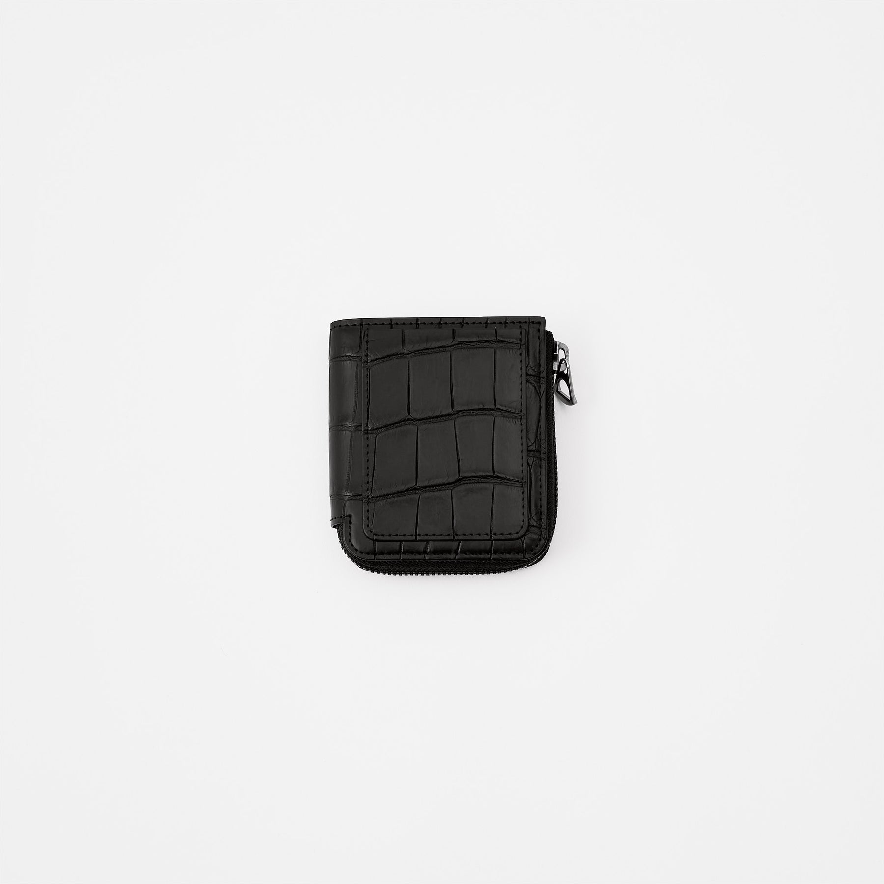 CRISTY VERY COMPACT WLT .5 / POROSUS CROCO BK｜クロコダイル 本革コンパクト財布 L字ファスナー メンズ レディース｜ITTI（イッチ）公式