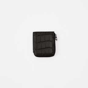CRISTY VERY COMPACT WLT .5 / POROSUS CROCO BK｜クロコダイル 本革コンパクト財布 L字ファスナー メンズ レディース｜ITTI（イッチ）公式