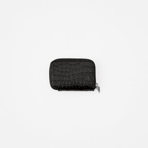 CRISTY COIN CARD WLT / POROSUS CROCO BK｜クロコダイル 本革ミニ財布 ラウンドファスナー メンズ レディース｜ITTI（イッチ）公式