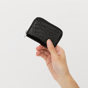 CRISTY COIN CARD WLT / POROSUS CROCO BK｜クロコダイル 本革ミニ財布 ラウンドファスナー メンズ レディース｜ITTI（イッチ）公式