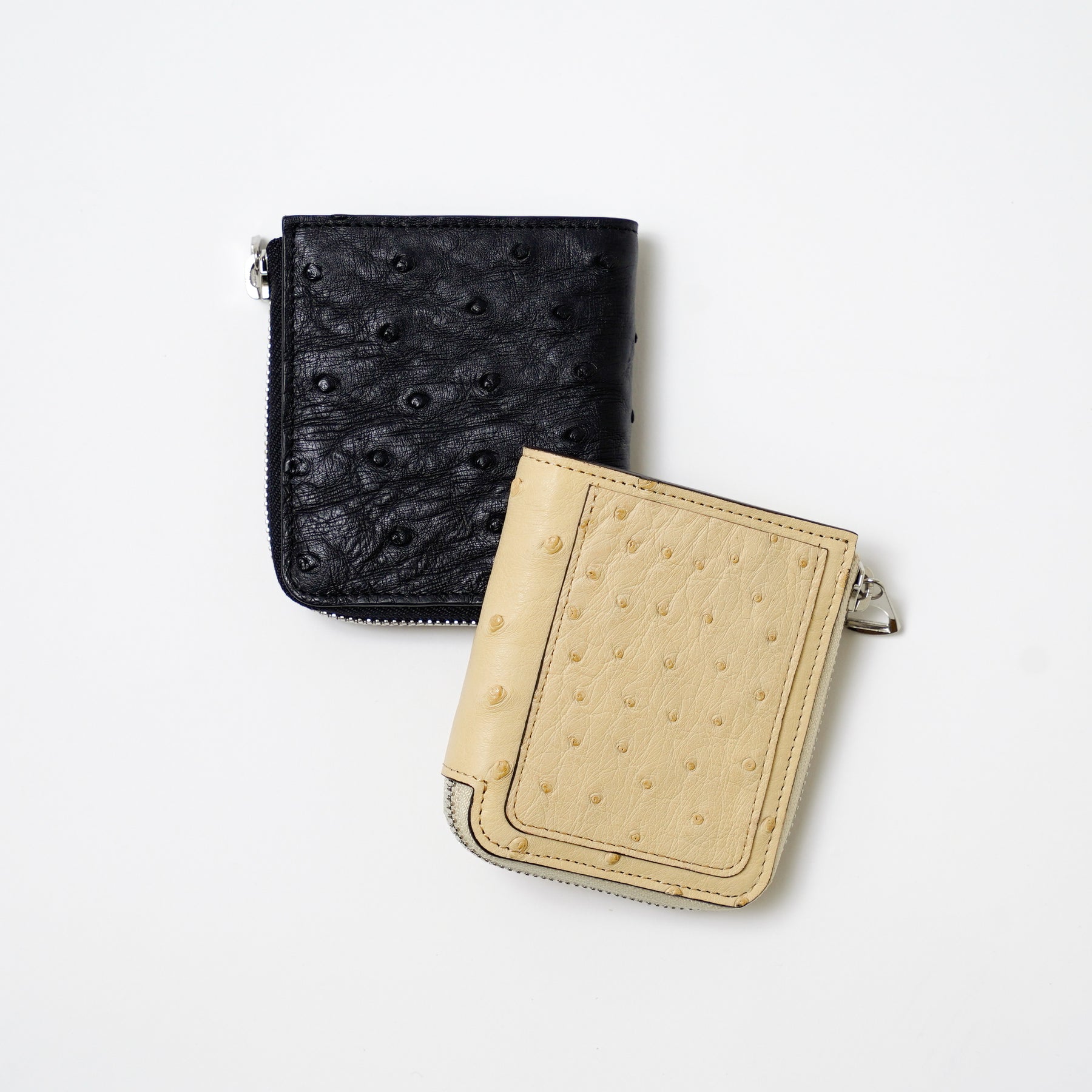 ITTI (イッチ) | CRISTY VERY COMPACT WLT.5 / OSTRICH (クリスティベリーコンパクトウォレット / オーストリッチ) さいふ 財布 サイフ エキゾチック レザー ブランド メンズ レディース オフホワイト ベージュ 生成り キナリ 肌色 白 オートミール ブラック 黒 black