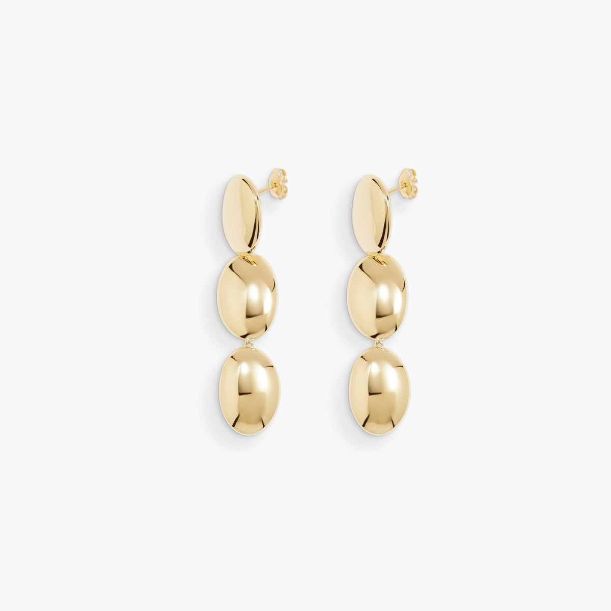 Dualism Oval earrings - GOLD / RAGBAG (デュアリズム オーバル イヤリング・ピアス - ゴールド) / ラグバッグ - ICHI GALLERY レディース ウィメンズ デンマーク ジュエリー アクセサリー ブランド 18K 金 925 スターリング シルバー 3連