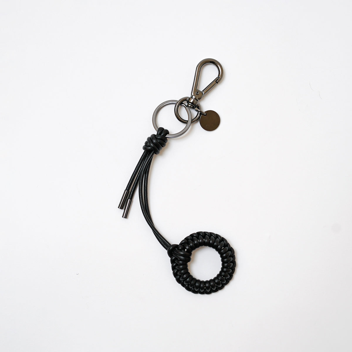 ITTI (イッチ) | CRISTY KNOT FINGER CIRCLE CHARM BK / RAPTO JP (クリティノットフィンガーサークルサークルチャームブラック / ラプト) キーホルダー メンズ レディース ストラップ レザー ブランド 黒 black