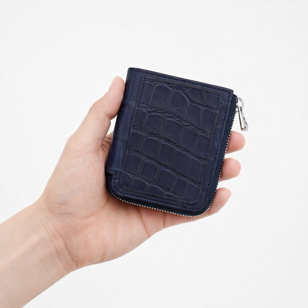 CRISTY VERY COMPACT WLT .5 / AI CROCO｜藍染クロコダイル レザー 本革 ミニ財布 キャッシュレス メンズ レディース ブランド｜ITTI（イッチ）公式通販