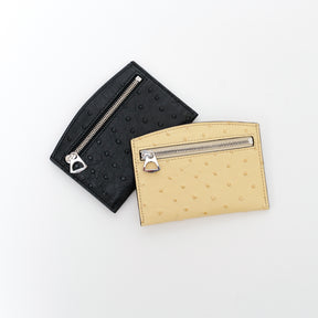 ITTI (イッチ) | CRISTY SMART CARD WLT / OSTRICH (クリスティスマートカードウォレット / オーストリッチ) 財布 さいふ サイフ スリム キャッシュレス メンズ レディース レザー ブランド エキゾチック 薄い アイボリー ベージュ 生成り きなり オフホワイト ブラック 黒 black