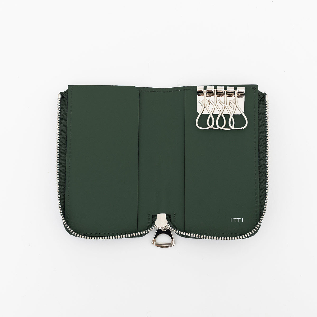 ITTI (イッチ) | CRISTY KEY CARD CASE / DIPLO FJORD(クルスティキーカードケース/ディプフィヨルド)レザー メンズ レディース 本革 ブランド 鍵 スマートキー ダークグリーン 深緑 開運 金運 風水 L字ファスナー