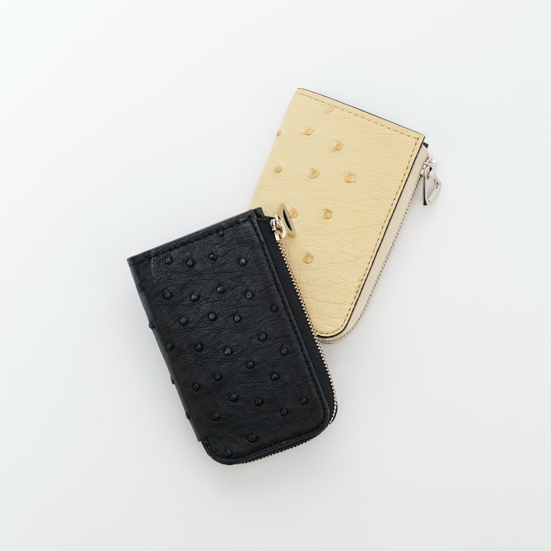 ITTI (イッチ) | CRISTY KEY CARD CASE / OSTRICH (クリスティ キーカードケースケース) | 鍵 スマート 収納 L字ファスナー レザー メンズ レディース ブランド オフホワイト ベージュ アイボリー 生成り きなり キナリ ブラック 黒 black