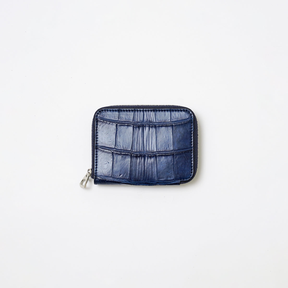 ITTI (イッチ) | CRISTY SLIM COMPACT WLT / AI CROCO (クリスティスリムコンパクトウォレット / 藍クロコ) 財布 さいふ サイフ エキゾチック レザー ブランド メンズ レディース 薄い 小さい 藍染 インディゴ ブルー 青 ファスナー ラウンド