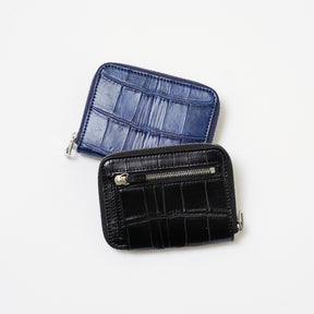 ITTI (イッチ) | CRISTY SLIM COMPACT WLT / AI CROCO (クリスティスリムコンパクトウォレット / 藍クロコ) 財布 さいふ サイフ エキゾチック レザー ブランド メンズ レディース 薄い 小さい 藍染 インディゴ ブルー 青 ファスナー ラウンド