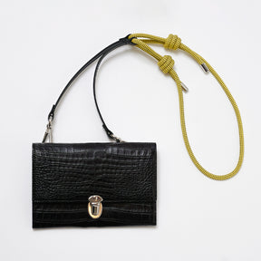 ITTI (イッチ) | MICHELLE FUKIN CLUTCH POUCH / CROCO (ミッシェル風琴クラッチポーチ / クロコダイル) 財布 長 さいふ サイフ ショルダー 斜め掛け スマートフォン 携帯 バッグ 鞄 かばん カバン エキゾチック ブランド メンズ レディース ブラック 黒