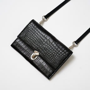 ITTI (イッチ) | MICHELLE FUKIN CLUTCH POUCH / CROCO (ミッシェル風琴クラッチポーチ / クロコダイル) 財布 長 さいふ サイフ ショルダー 斜め掛け スマートフォン 携帯 バッグ 鞄 かばん カバン エキゾチック ブランド メンズ レディース ブラック 黒