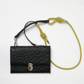 ITTI (イッチ) | MICHELLE FUKIN CLUTCH POUCH / OSTRICH (ミッシェル風琴クラッチポーチ / オーストリッチ) サイフ さいふ 財布 ショルダー バッグ カバン 鞄 かばん エキゾチック レザー ブランド メンズ レディース 斜め掛け ダチョウ オートミール ブラック 黒 black