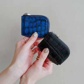 ITTI (イッチ) | CRISTY KEY COIN CASE / AI CROCO(クリスティキーコインケース/藍染クロコダイル)小銭入れ 鍵 収納 小さい レザー ブランド インディゴ メンズ レディース エキゾチック 藍染 黒 ブラック ネイビー インディゴ 紺色 