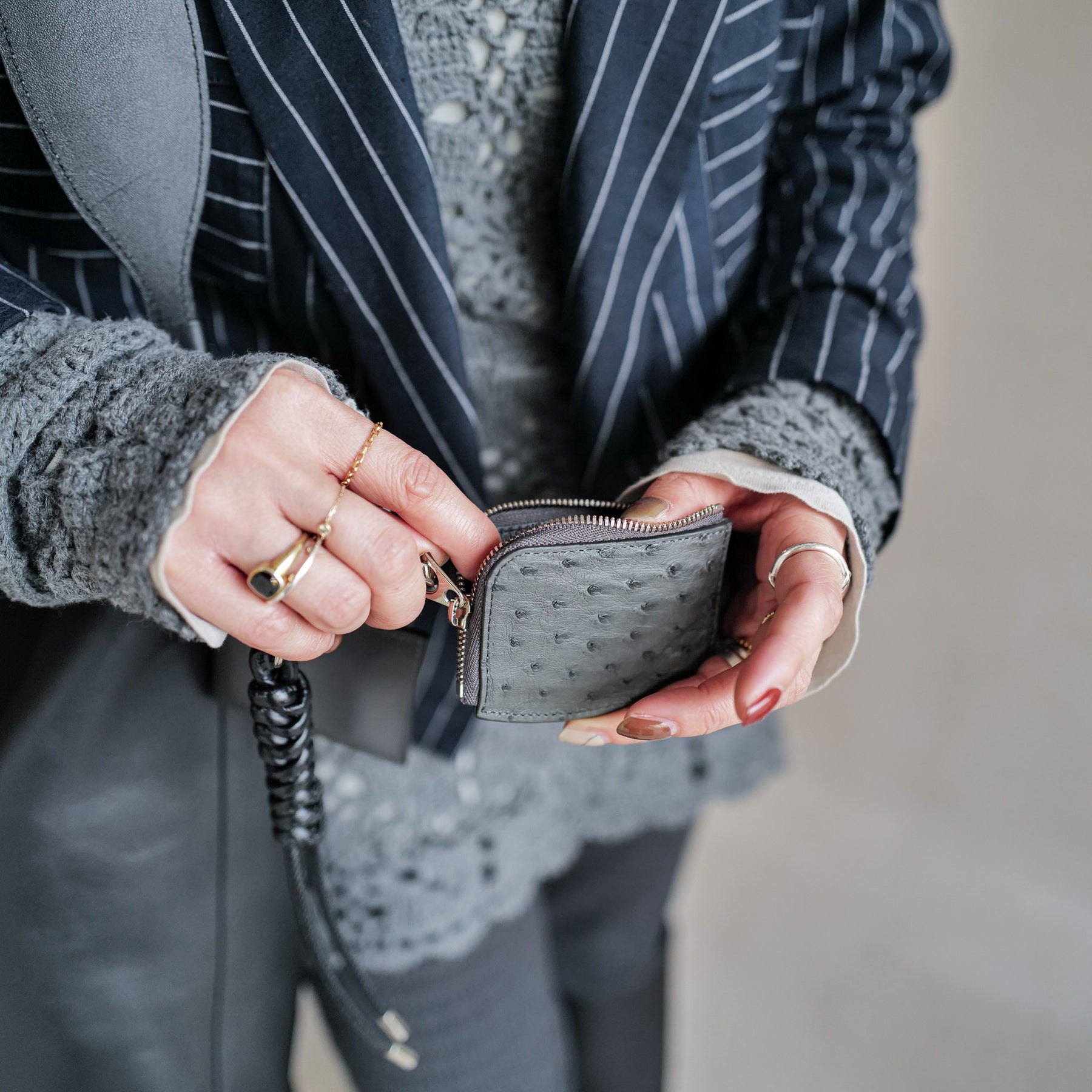 CRISTY KEY COIN CASE / OSTRICH｜キーコイン ケース 小銭入れ 本革 オーストリッチ メンズ レディース アクセサリー｜ITTI（イッチ）公式