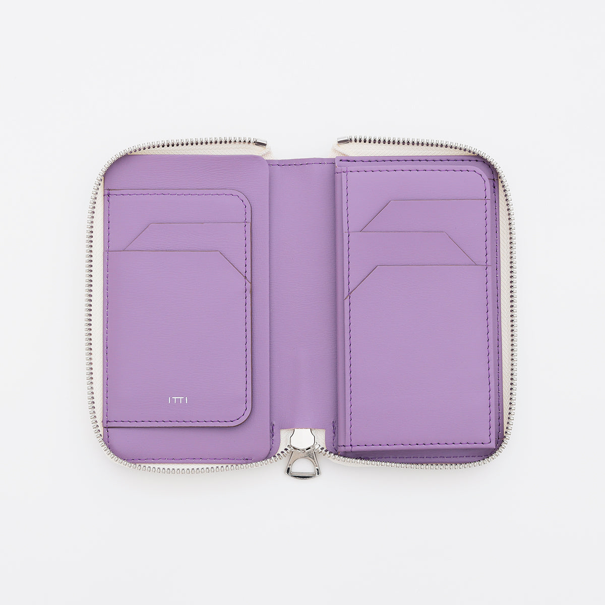 メンズ レディース コンパクト ミディアム財布 サイフ さいふ レザー ブランド ビジネス 本革 ラベンダー 紫