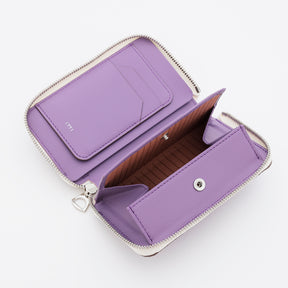 メンズ レディース コンパクト ミディアム財布 サイフ さいふ レザー ブランド ビジネス 本革 ラベンダー 紫